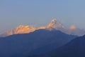 Annapurna mountain range in sunset, from Gorepani, Nepal Royalty Free Stock Photo