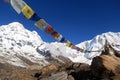 Annapurna 1 and south on a beautiful bluebird day Royalty Free Stock Photo