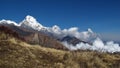 Annapurna South, Hiun Chuli and Machapuchare Royalty Free Stock Photo