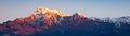Annapurna South Panorama during golden hour with clear sky, Himalayas Royalty Free Stock Photo