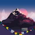 Annapurna summit with sunset. famous moutain concept around the world - vector illustration