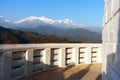 Annapurna from World Peace pagoda or stupa near Pokhara town, Mount Annapurna range, Nepal Himalayas mountains, panoramic Royalty Free Stock Photo