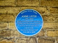 Anne Lister, Shiben Hall, Halifax, Blue plaque