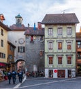 Rue Sainte Claire gate, in the evening, in Annecy, Haute Savoie, France