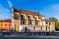 Saint FranÃ§ois de Sales Church in the evening, in Annecy on the banks of the Thioule, in Haute Savoie, France Royalty Free Stock Photo