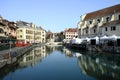 Annecy city, Thiou canal and Art market, Savoy, France Royalty Free Stock Photo