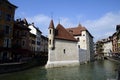 Annecy city, Thiou canal and old prison, Savoy, France Royalty Free Stock Photo