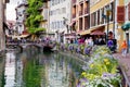 ANNECY, FRANCE, 23 AUGUST 2015 - Beautiful flower pots along the