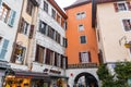 Scenic view of the beautiful historic buildings in the old town of Annecy, France