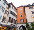Scenic view of the beautiful historic buildings in the old town of Annecy, France