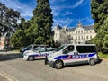 French police cars in front of governmental building