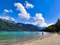 Annecy, France. Small beach by the lake in summer.