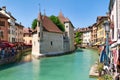 Annecy Haute Savoie France. The Palais de l\'Isle and Thiou river Royalty Free Stock Photo