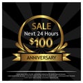 Anniversary sale banner. Vector illustration.