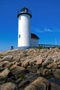 Annisquam Lighthouse Over Rocky Coastline Royalty Free Stock Photo