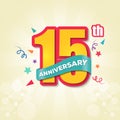 Colorful Anniversary Emblem 15th Anniversary Template Design Vector