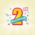 Colorful Anniversary Emblem 2nd Anniversary Template Design Vector