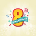 Colorful Anniversary Emblem 8th Anniversary Template Design Vector