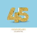 45th anniversary card template with 3d gold colored elements. Can be used with any background.