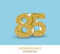 85th anniversary card template with 3d gold colored elements. Can be used with any background.