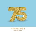 75th anniversary card template with 3d gold colored elements. Can be used with any background.