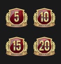 Anniversary Badge Gold and Red 5th, 10th, 15th, 20th Years