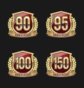 Anniversary Badge Gold and Red 90th, 95th,100th, 150th Years