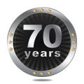 70 Anniversary badge - silver colour. Royalty Free Stock Photo