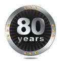 80 Anniversary badge - silver colour. Royalty Free Stock Photo