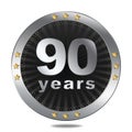 90 Anniversary badge - silver colour. Royalty Free Stock Photo