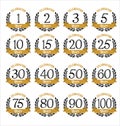 Anniversary Badges Gold and Black Color Royalty Free Stock Photo