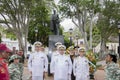 Anniversary Battle of Carabobo with a statue of the illustrious General in Chief Simon Bolivar. Royalty Free Stock Photo