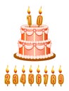 Anniversary cake with candles Royalty Free Stock Photo