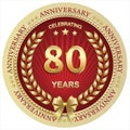 Anniversary 80 years, birthday, background, celebration, greeting card. Vector illustration
