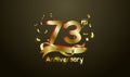 Anniversary celebration background. with the 73rd number in gold and with the words golden anniversary celebration Royalty Free Stock Photo