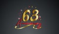 Anniversary celebration background. with the 63rd number in gold and with the words golden anniversary celebration Royalty Free Stock Photo