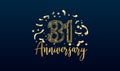 Anniversary celebration background. with the 31st number in gold and with the words golden anniversary celebration Royalty Free Stock Photo