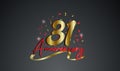 Anniversary celebration background. with the 31st number in gold and with the words golden anniversary celebration Royalty Free Stock Photo