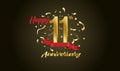 Anniversary celebration background. with the 11th number in gold and with the words golden anniversary celebration Royalty Free Stock Photo