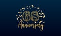 Anniversary celebration background. with the 68th number in gold and with the words golden anniversary celebration Royalty Free Stock Photo