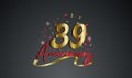 Anniversary celebration background. with the 39th number in gold and with the words golden anniversary celebration Royalty Free Stock Photo