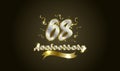 Anniversary celebration background. with the 68th number in gold and with the words golden anniversary celebration