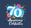 70 anniversary celebration flat vector greeting card template Royalty Free Stock Photo