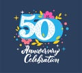 50 anniversary celebration flat vector greeting card template Royalty Free Stock Photo