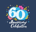 60 anniversary celebration flat vector greeting card template Royalty Free Stock Photo