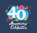 40 anniversary celebration flat vector greeting card template Royalty Free Stock Photo