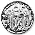 Anniversary coin of the Republic of Bulgaria in black and white Royalty Free Stock Photo