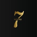 Anniversary company logo, 7 years, seven gold number, wedding anniversary, memorial date symbol set, golden year