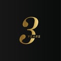 Anniversary company logo, 3 year, three gold number, wedding anniversary, memorial date symbol set, golden year