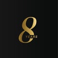 Anniversary company logo, 8 years, eight gold number, wedding anniversary, memorial date symbol set, golden year Royalty Free Stock Photo